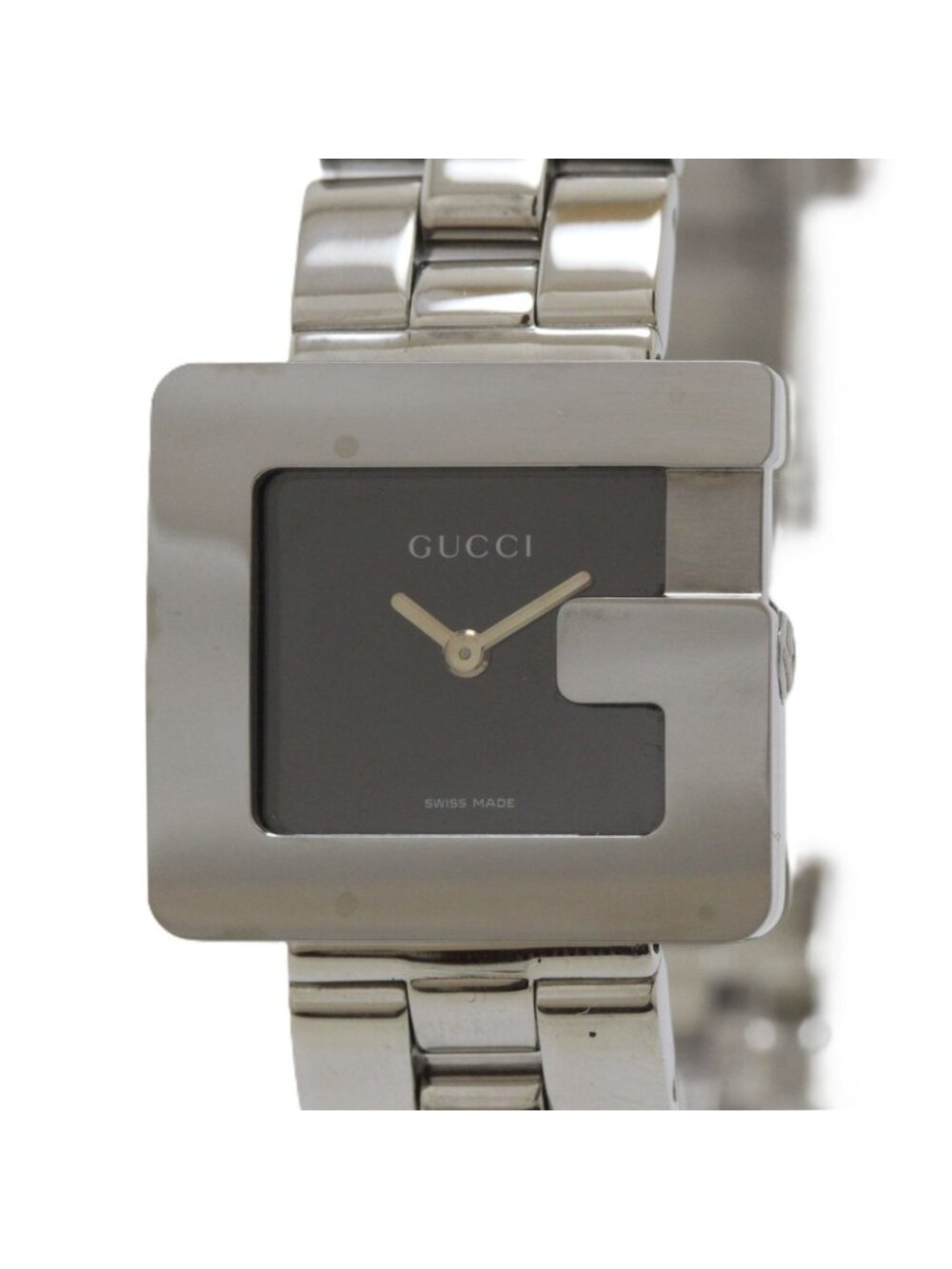 Gucci G Square Watch SS Stainless Steel Black Dial Quartz